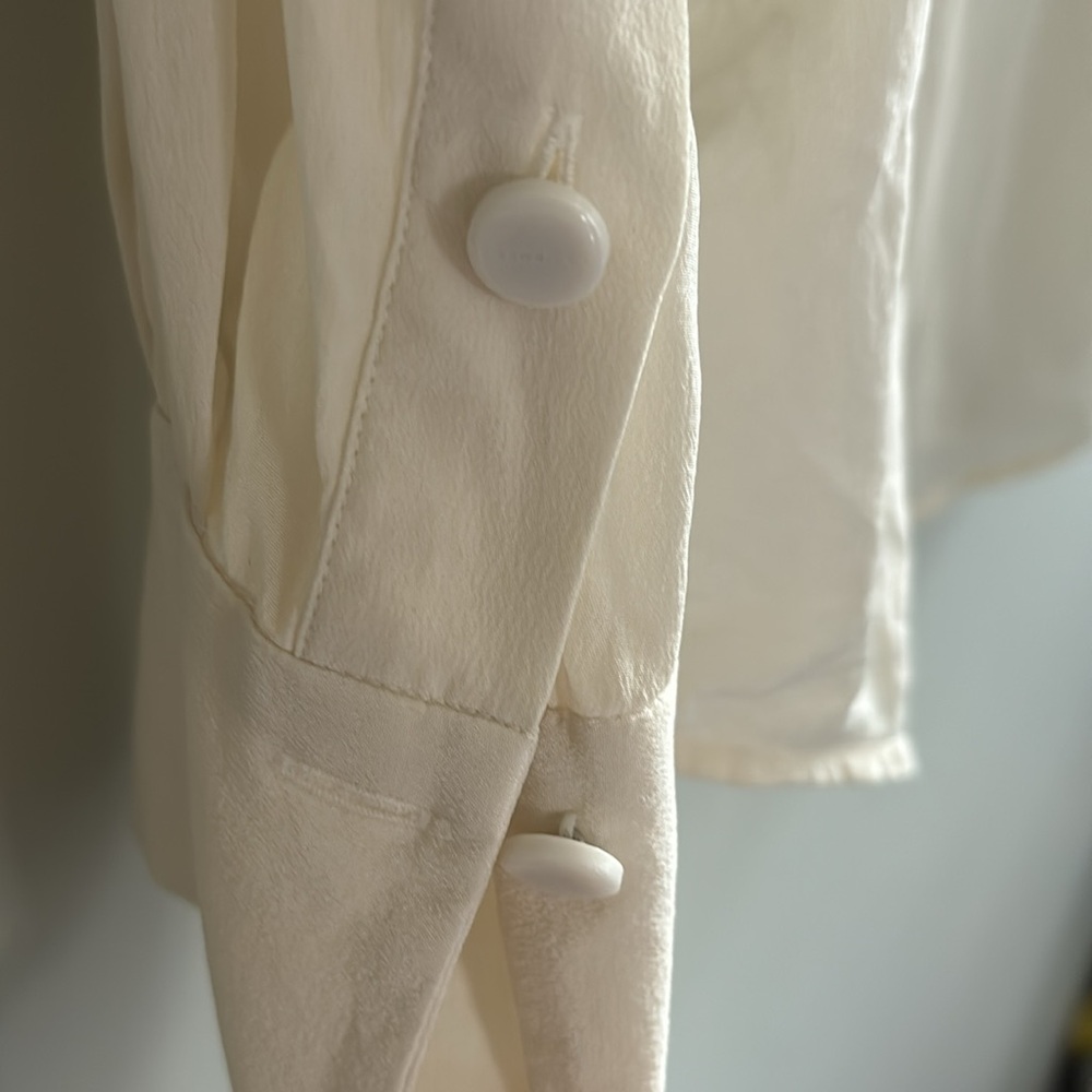 Equipment cream sheer long-sleeve 100% silk top - Picture 6 of 8